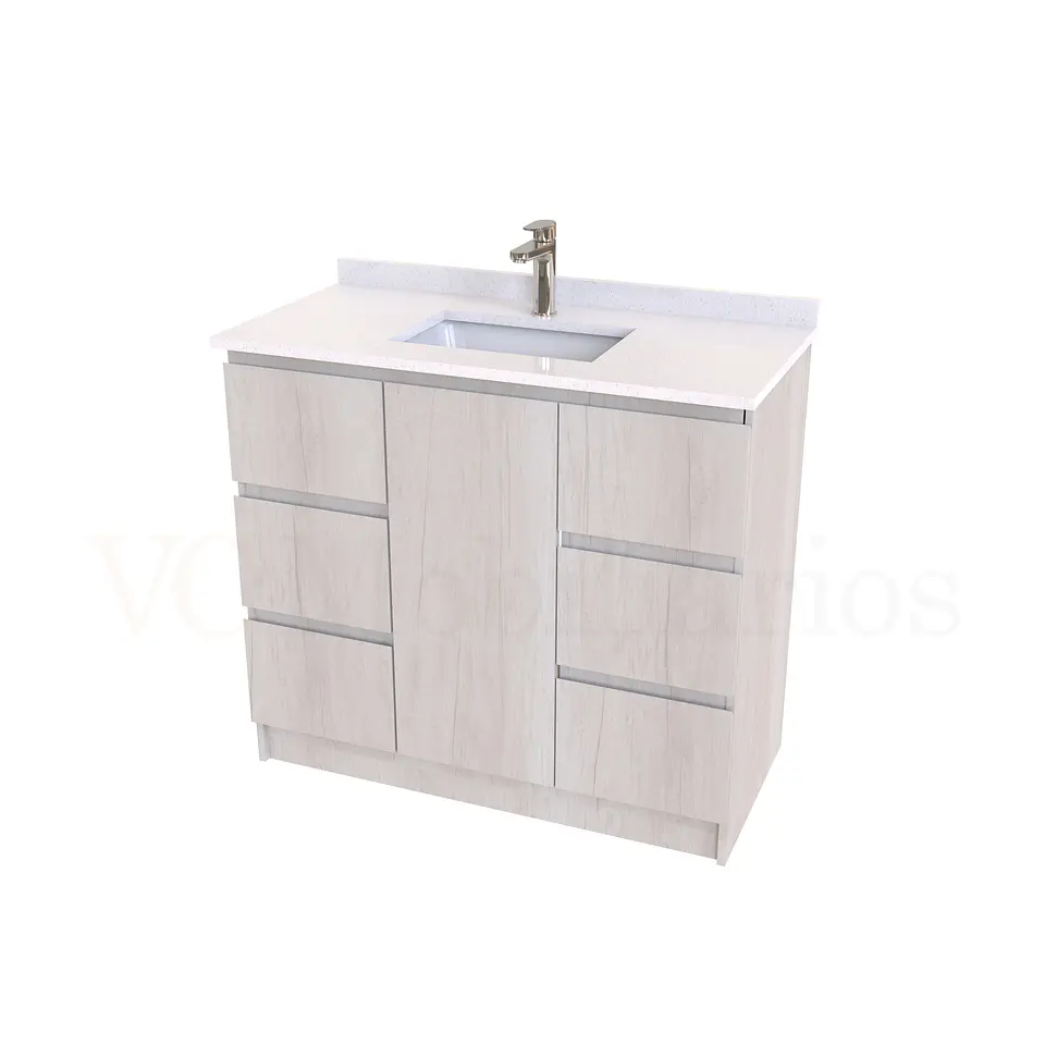 Mueble vanitorio al piso de 90 cm con cubierta de cuarzo M6-938 / Toscana 1