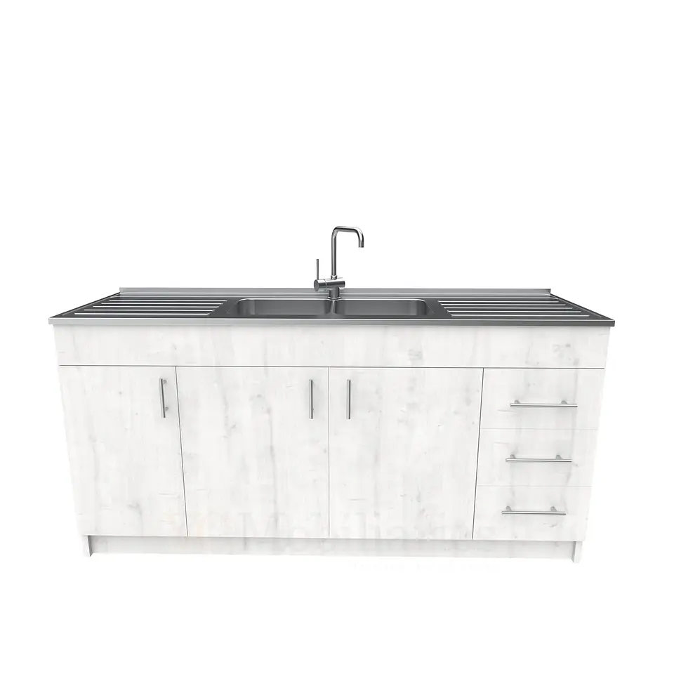 Mueble lavaplatos Doble con cubierta de acero inox de M1-1800 de 180 cm / Alaska 1