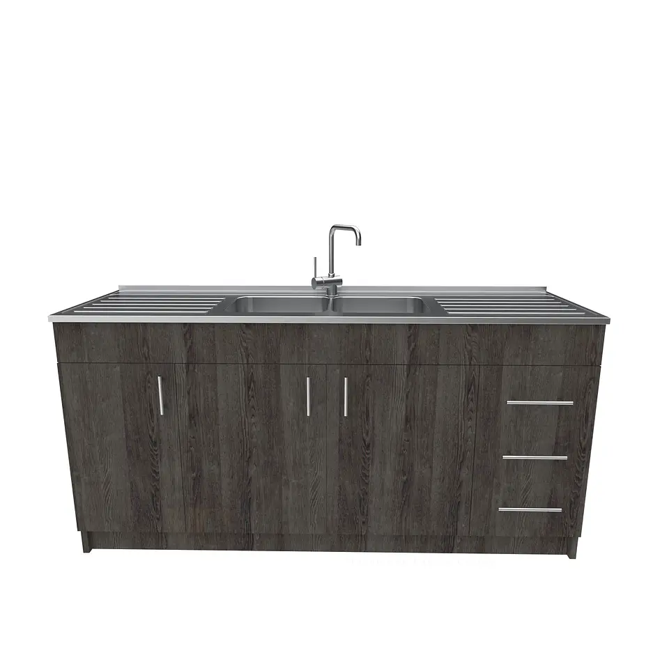 Mueble lavaplatos Doble con cubierta de acero inox de M1-1800 de 180 cm / Espresso 1
