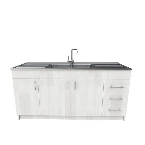Mueble lavaplatos Doble con cubierta de acero inox de M1-1800 de 180 cm / Legno