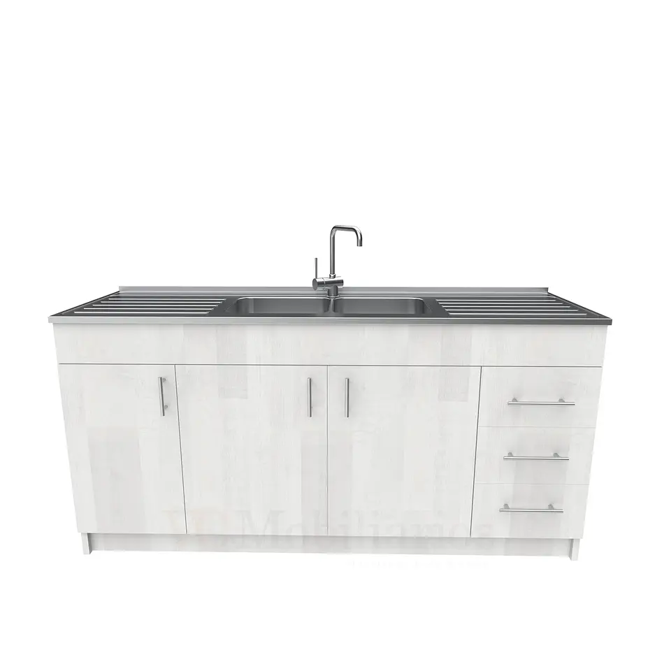 Mueble lavaplatos Doble con cubierta de acero inox de M1-1800 de 180 cm / Legno 1
