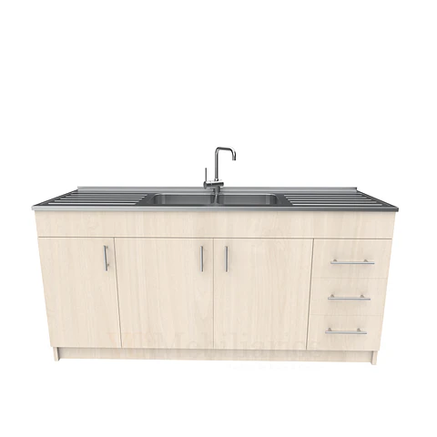 Mueble lavaplatos Doble con cubierta de acero inox de M1-1800 de 180 cm / Nougat