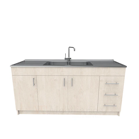 Mueble lavaplatos Doble con cubierta de acero inox de M1-1800 de 180 cm / Provenzal