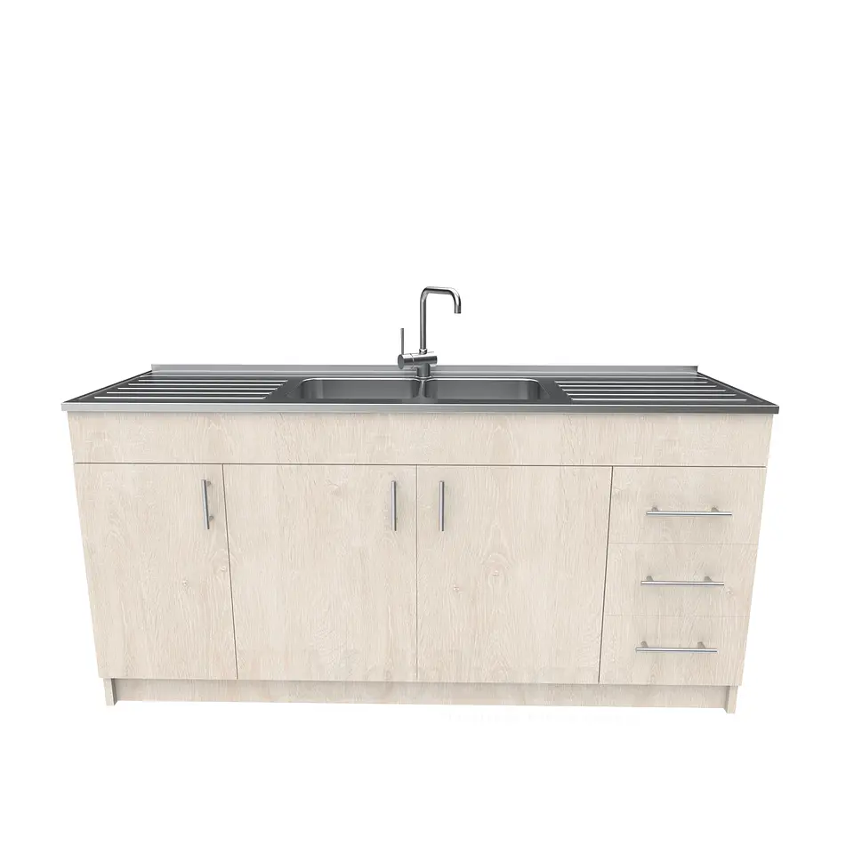 Mueble lavaplatos Doble con cubierta de acero inox de M1-1800 de 180 cm / Provenzal 1