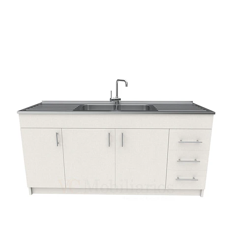 Mueble lavaplatos Doble con cubierta de acero inox de M1-1800 de 180 cm / Giorno