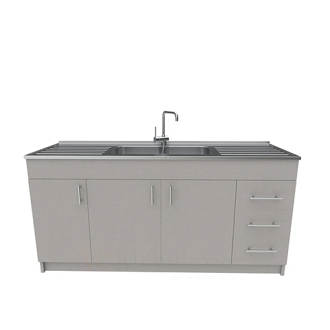 Mueble lavaplatos Doble con cubierta de acero inox de M1-1800 de 180 cm / Notte