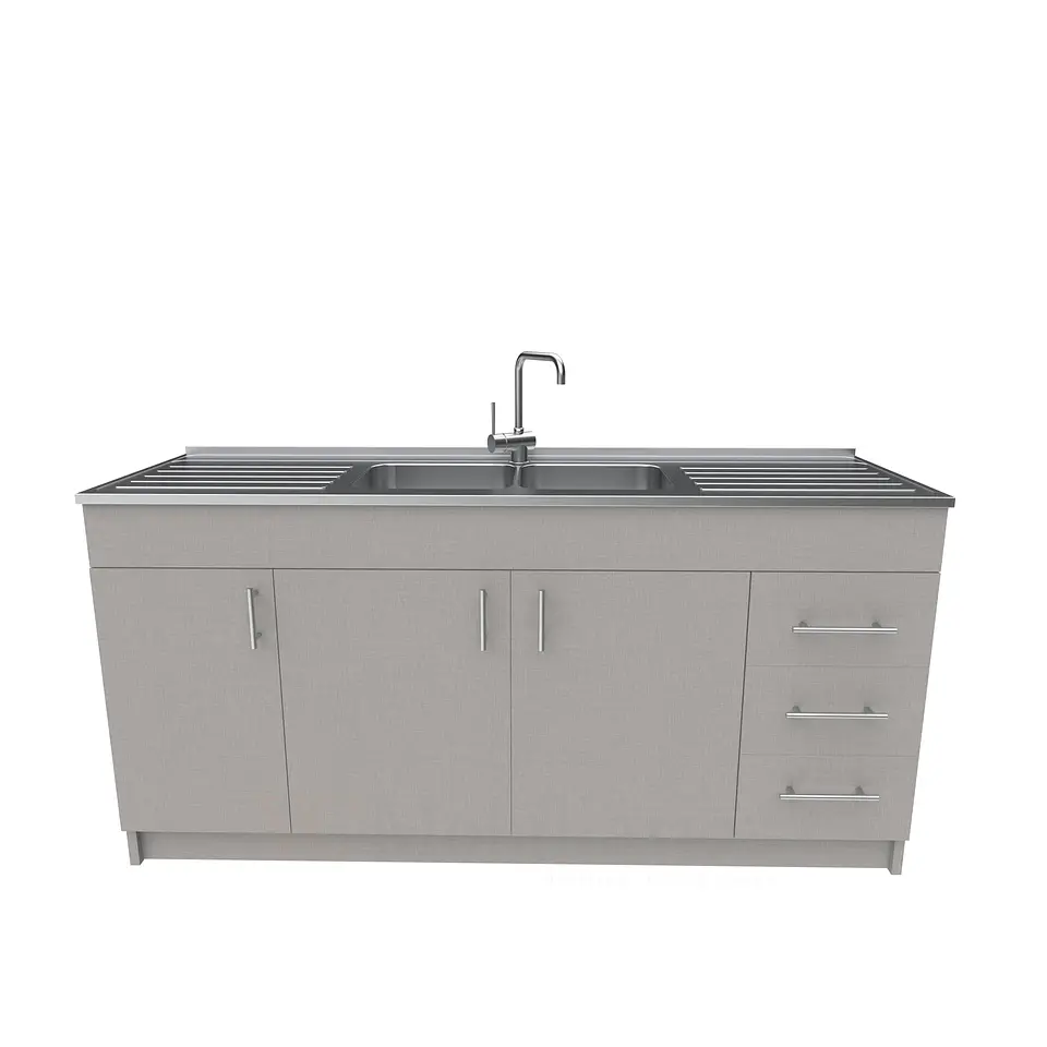 Mueble lavaplatos Doble con cubierta de acero inox de M1-1800 de 180 cm / Notte 1