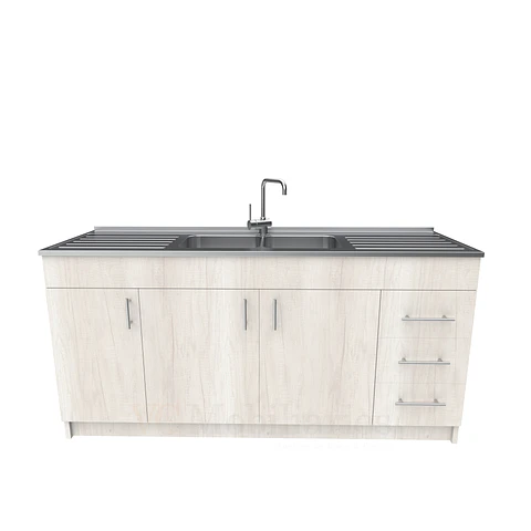 Mueble lavaplatos Doble con cubierta de acero inox de M1-1800 de 180 cm / Toscana