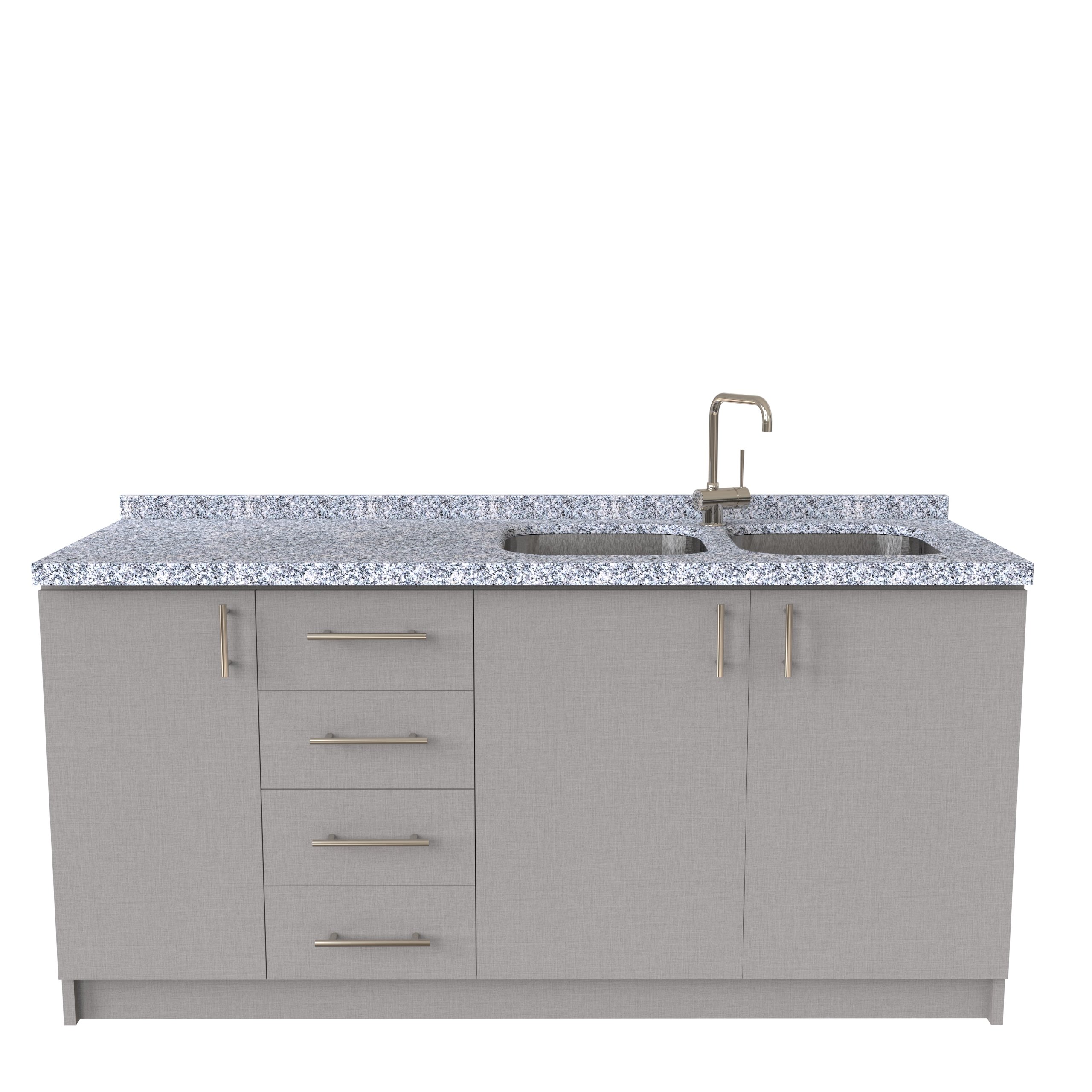 Mueble lavaplatos Doble de 180 cm / Granito gris mara / Derecho / Notte