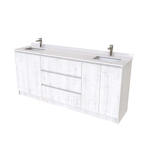 Mueble vanitorio Doble al piso con cubierta de cuarzo  de 200 cm /  M2-2034 -D / Alaska
