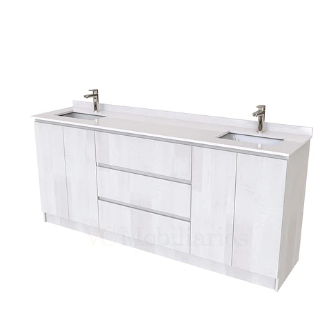 Mueble vanitorio Doble al piso con cubierta de cuarzo  de 200 cm /  M2-2034 -D / Legno