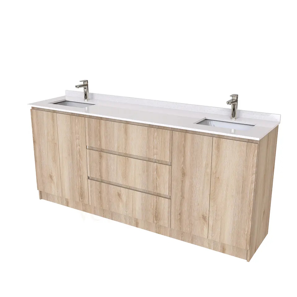 Mueble vanitorio Doble al piso con cubierta de cuarzo  de 200 cm /  M2-2034 -D /  Cava 1