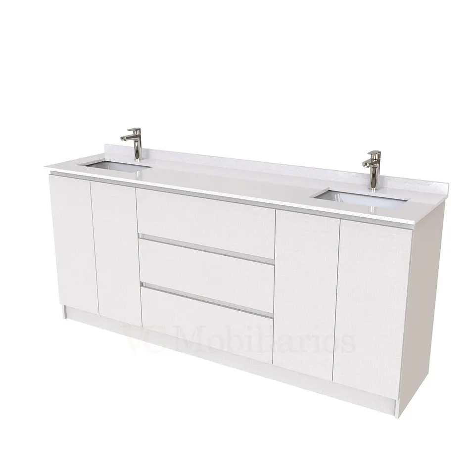 Mueble vanitorio Doble al piso con cubierta de cuarzo  de 200 cm /  M2-2034 -D / Giorno 1