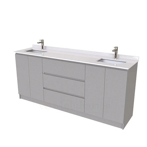 Mueble vanitorio Doble al piso con cubierta de cuarzo  de 200 cm /  M2-2034 -D / NOtte
