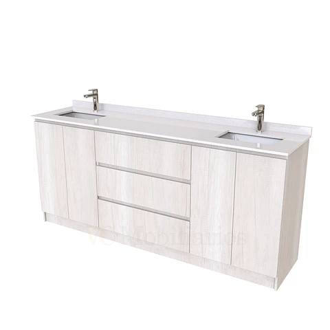 Mueble vanitorio Doble al piso con cubierta de cuarzo  de 200 cm /  M2-2034 -D / Toscana