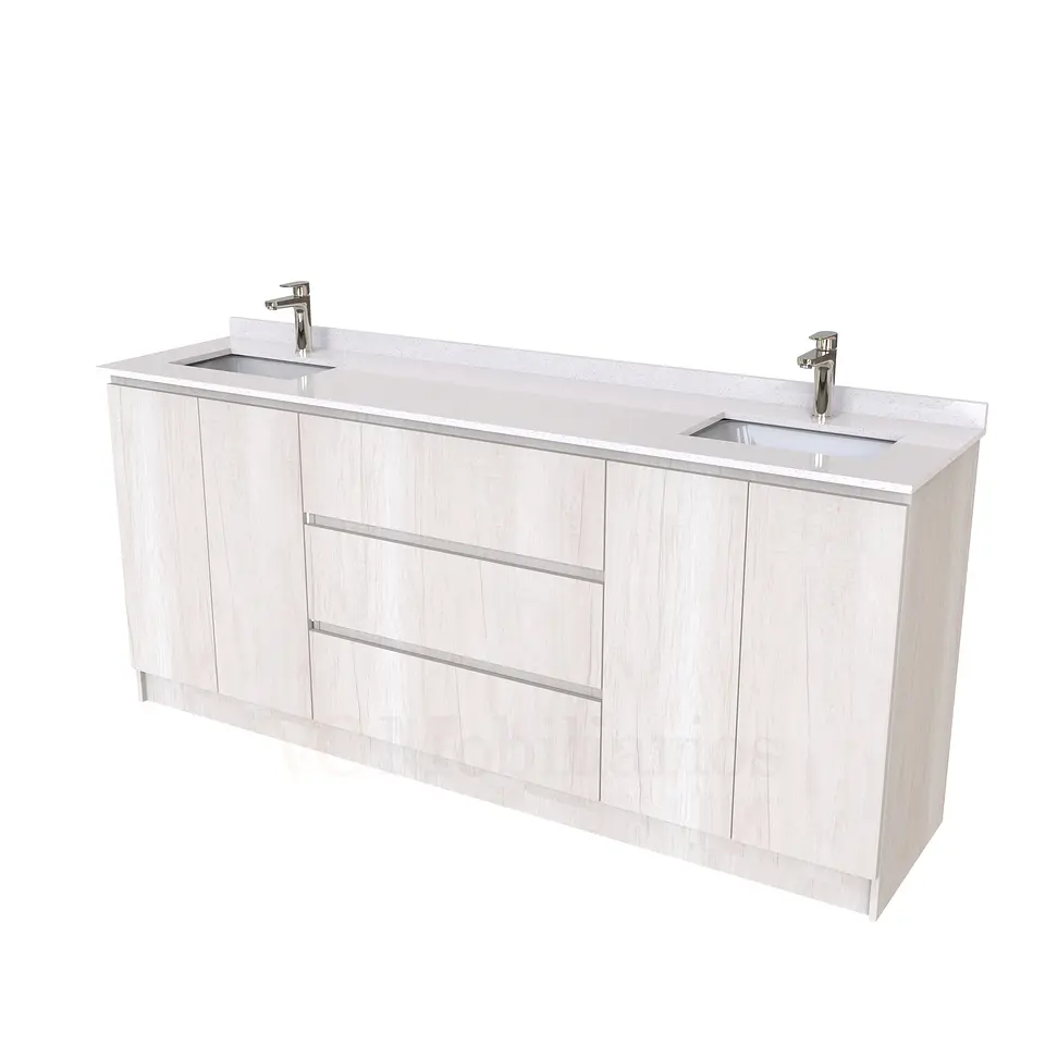 Mueble vanitorio Doble al piso con cubierta de cuarzo  de 200 cm /  M2-2034 -D / Toscana 1