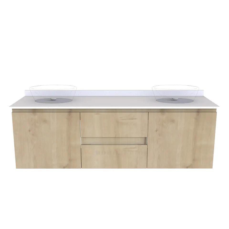 Mueble para cubiertas de lavamanos sobreponer doble de 150 cm M2-1500- / Solo Mueble / Rustico 1