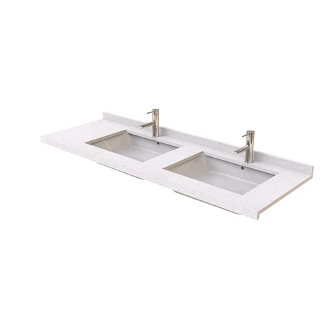 Cubierta para vanitorio doble de 159cm con lavamanos rectangulares y Regrueso Frontal