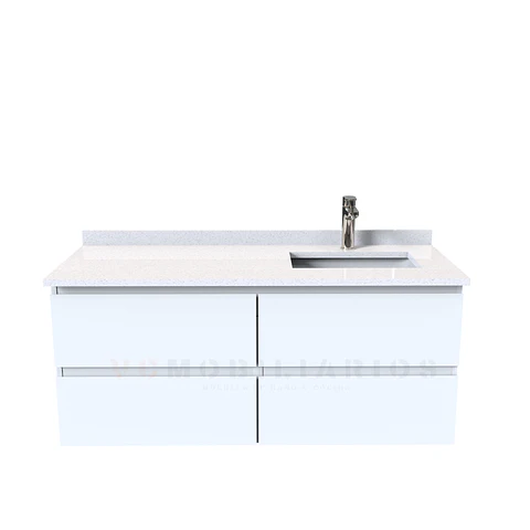 Mueble vanitorio aereo simple de 130cm  M4-1338-A / Derecho / Blanco
