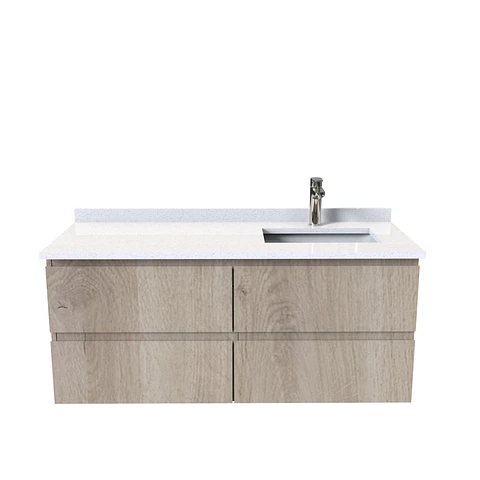 Mueble vanitorio aereo simple de 130cm  M4-1338-A / Derecho / Jerez