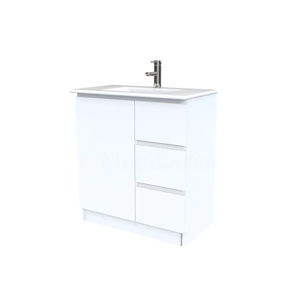 Mueble vanitorio al piso  de 80  cm con cubierta de loza M2-801  / Blanco 1