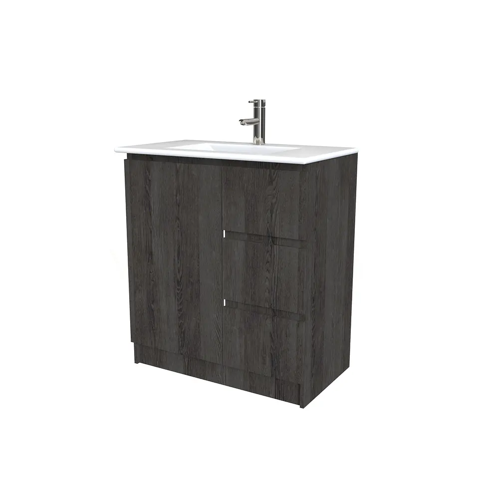 Mueble vanitorio al piso  de 80  cm con cubierta de loza M2-801  / Espresso 1