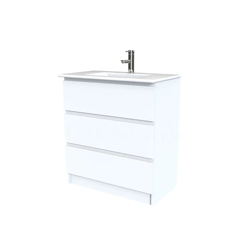 Mueble vanitorio al piso  de 80  cm con cubierta de loza M3-801  / Blanco