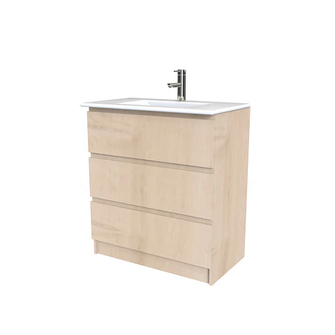 Mueble vanitorio al piso  de 80  cm con cubierta de loza M3-801  / Rustico