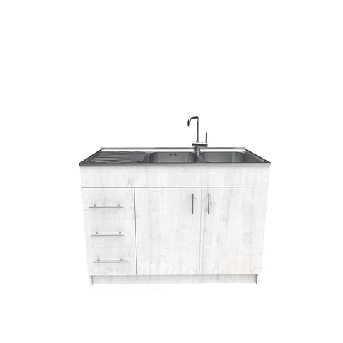 Mueble lavaplatos doble cubierta de acero inox de 120cm / M1I-1200-AI / Alaska