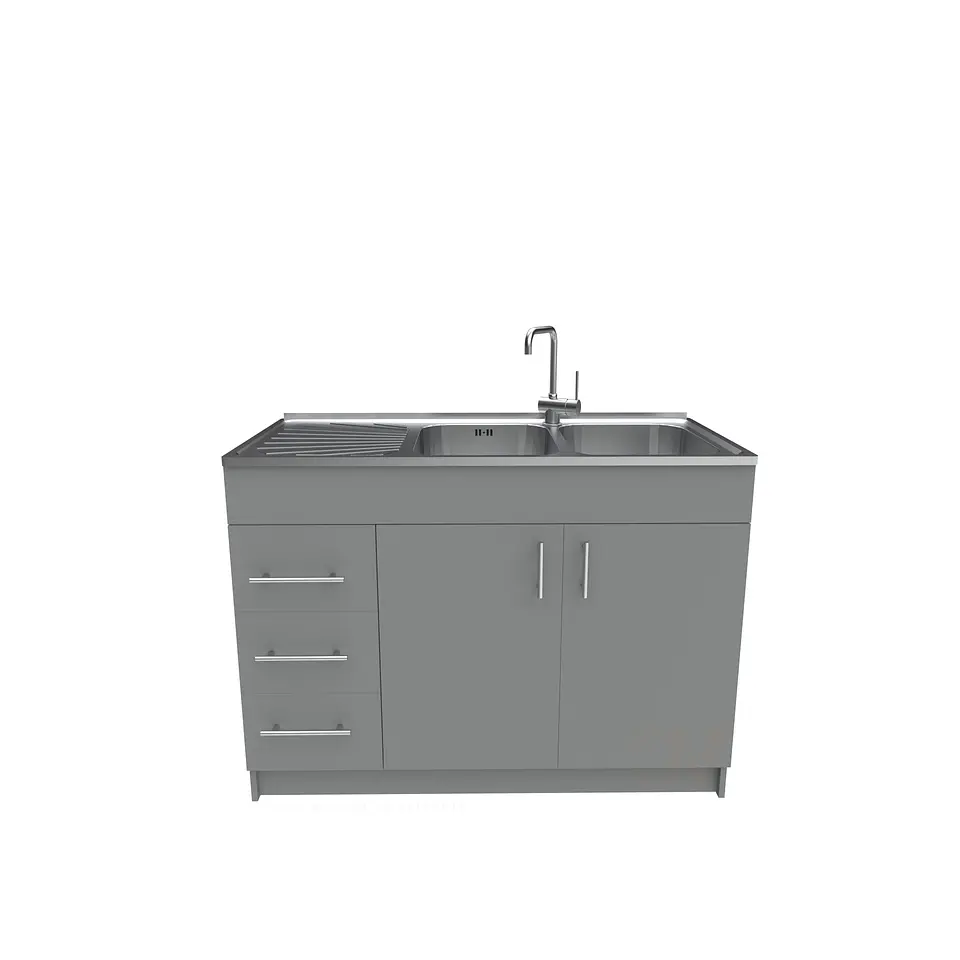 Mueble lavaplatos doble cubierta de acero inox de 120cm / M1D-1200-AI / Carbon 1
