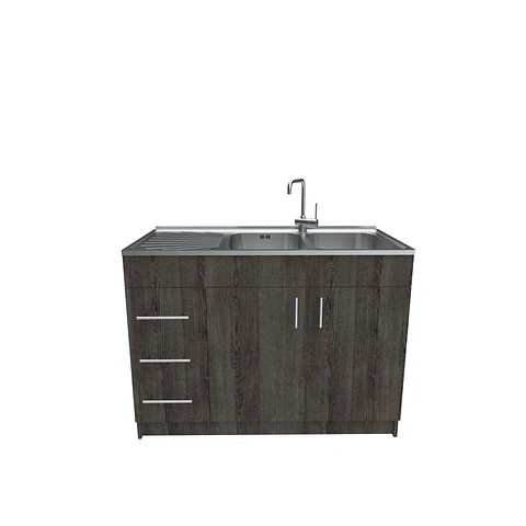Mueble lavaplatos doble cubierta de acero inox de 120cm / M1I-1200-AI / Espresso