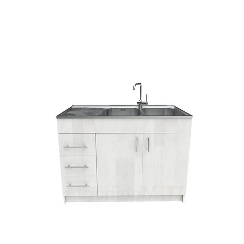 Mueble lavaplatos doble cubierta de acero inox de 120cm / M1I-1200-AI / Legno