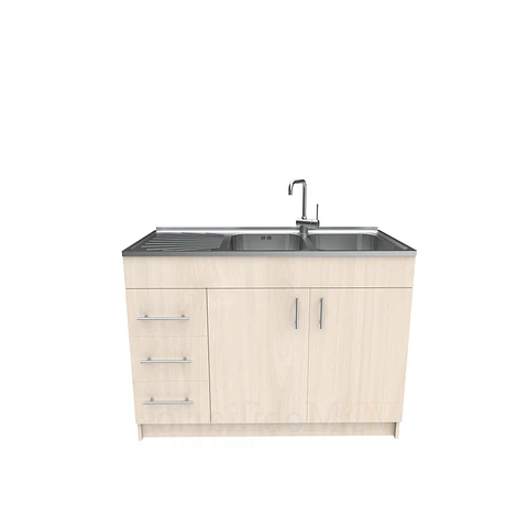 Mueble lavaplatos doble cubierta de acero inox de 120cm / M1I-1200-AI / Nougat