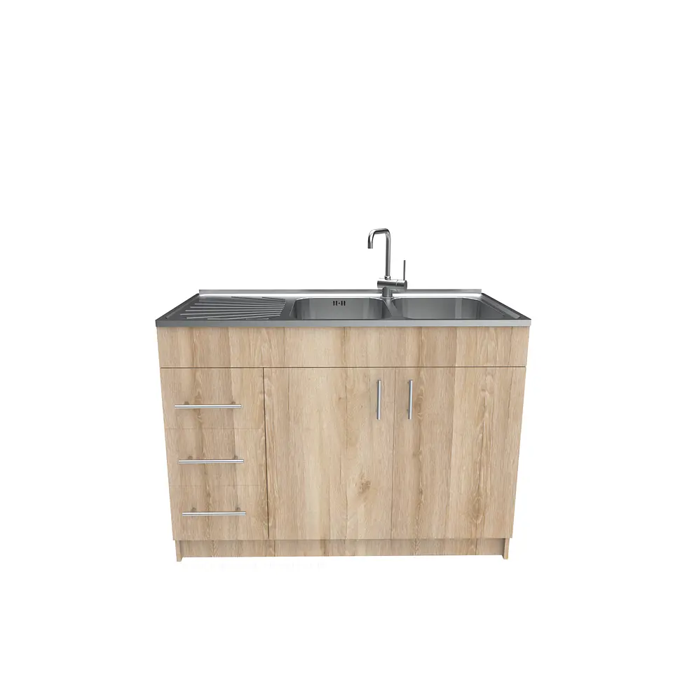 Mueble lavaplatos doble cubierta de acero inox de 120cm / M1I-1200-AI /  Cava 1