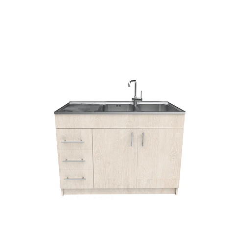 Mueble lavaplatos doble cubierta de acero inox de 120cm / M1I-1200-AI / Provenzal
