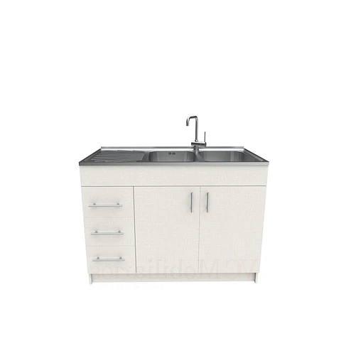 Mueble lavaplatos doble cubierta de acero inox de 120cm / M1I-1200-AI / Giorno