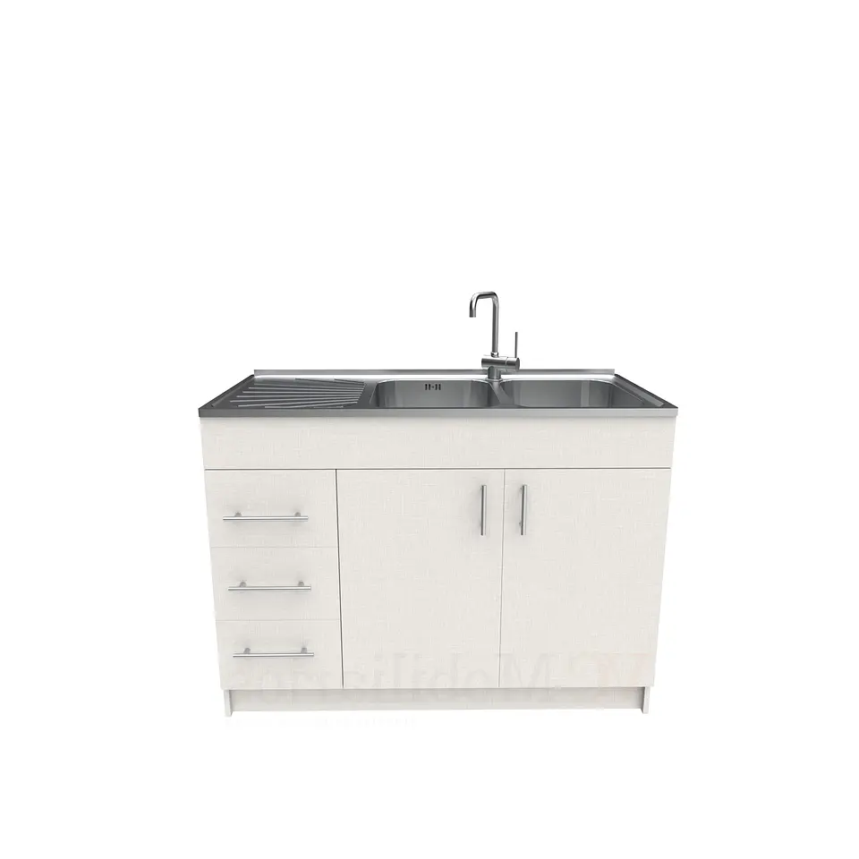 Mueble lavaplatos doble cubierta de acero inox de 120cm / M1I-1200-AI / Giorno 1