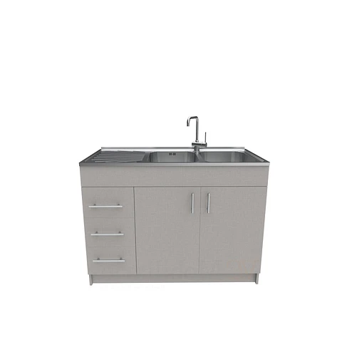 Mueble lavaplatos doble cubierta de acero inox de 120cm / M1I-1200-AI / Notte