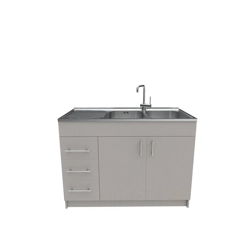 Mueble lavaplatos doble cubierta de acero inox de 120cm / M1I-1200-AI / Notte 1
