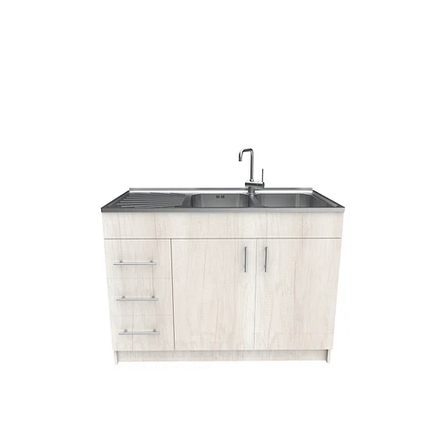 Mueble lavaplatos doble cubierta de acero inox de 120cm / M1I-1200-AI / Toscana