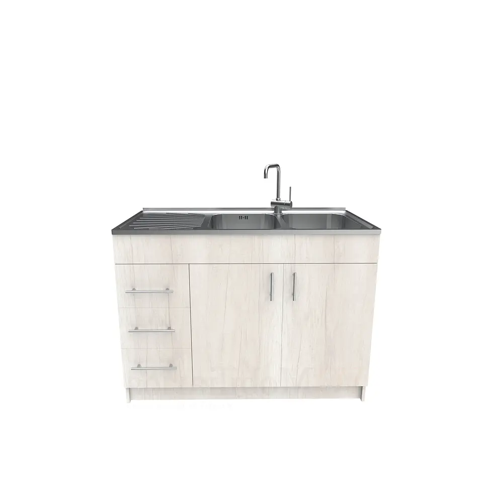 Mueble lavaplatos doble cubierta de acero inox de 120cm / M1I-1200-AI / Toscana 1
