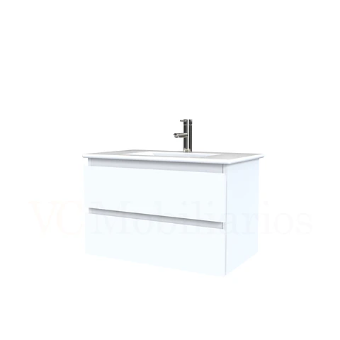 Mueble vanitorio aereo con cubierta de loza de 70 cm  /  M3-701-A /  Blanco