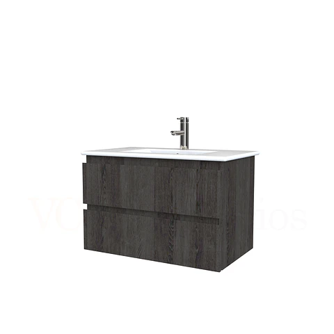 Mueble vanitorio aereo con cubierta de loza de 70 cm  /  M3-701-A / Espresso