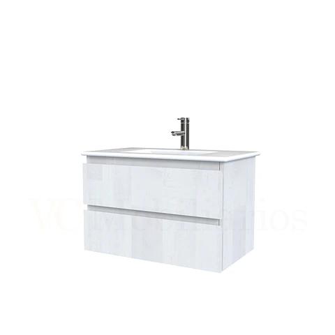 Mueble vanitorio aereo con cubierta de loza de 70 cm  /  M3-701-A / Legno