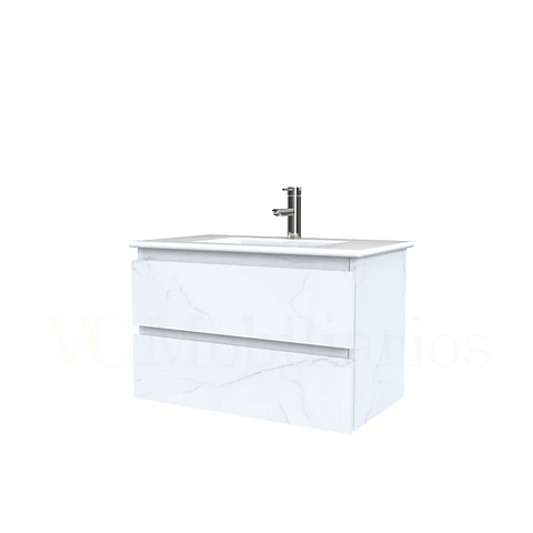 Mueble vanitorio aereo con cubierta de loza de 70 cm  /  M3-701-A / Marmara