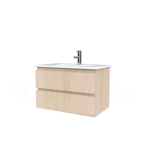 Mueble vanitorio aereo con cubierta de loza de 70 cm  /  M3-701-A /  Rustico