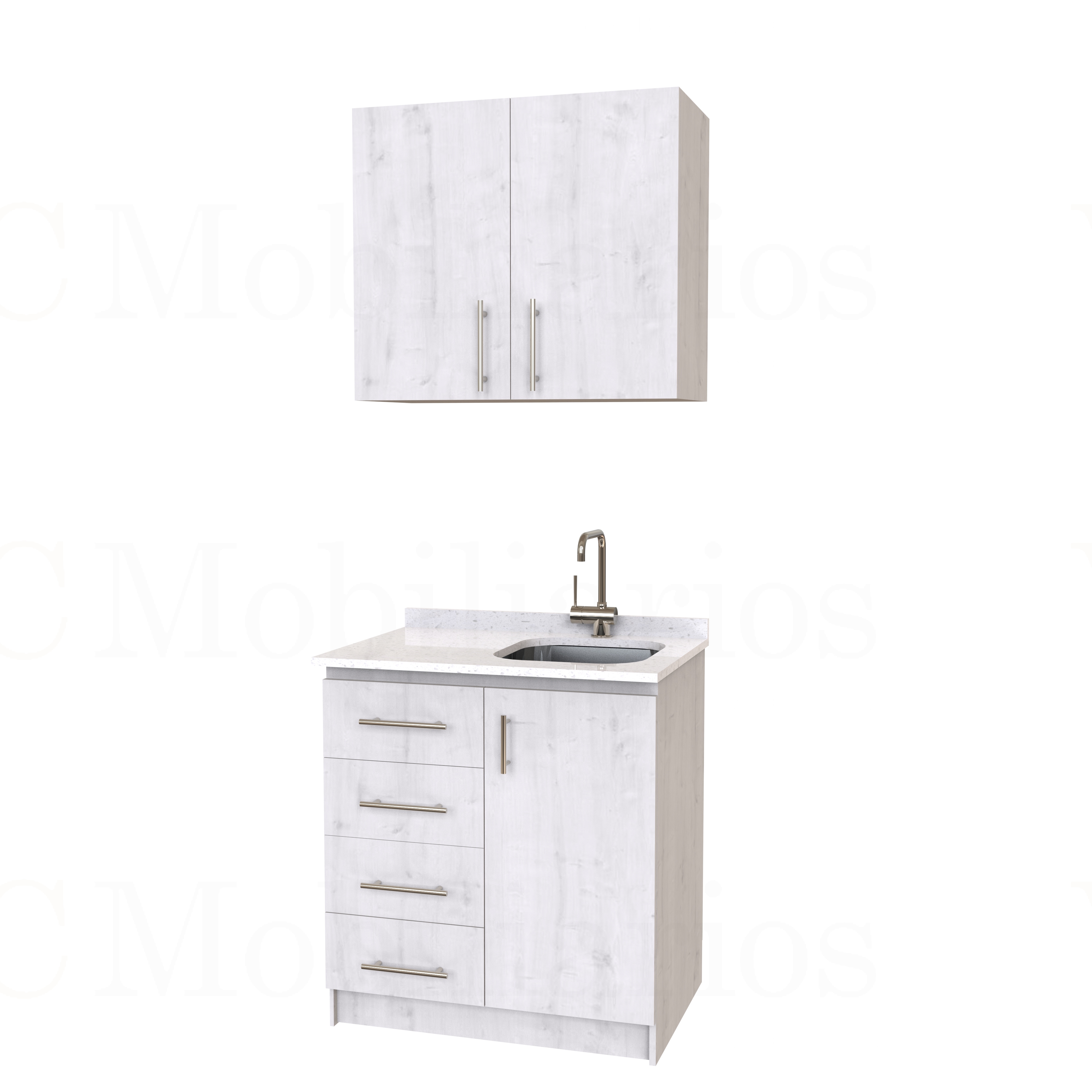 Kit de mueble lavaplatos + Mueble Mural de 80 cm / KT1-834 / cuarzo / alaska