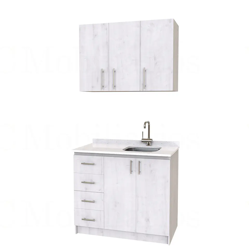 Kit de mueble lavaplatos + Mueble Mural de 100 cm / KT1-1034 / cuarzo / alaska 1