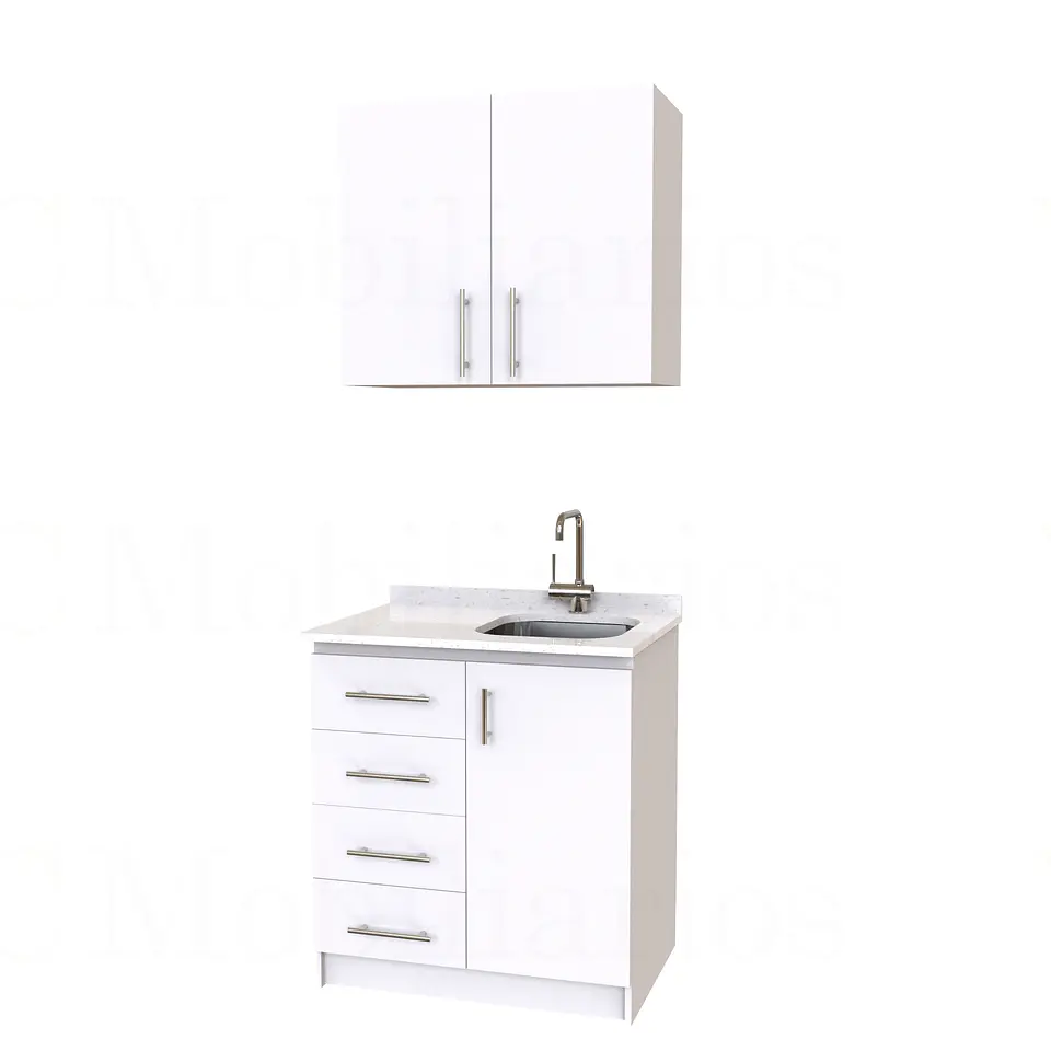 Kit de mueble lavaplatos + Mueble Mural de 80 cm / KT1-834 / cuarzo / blanco 1