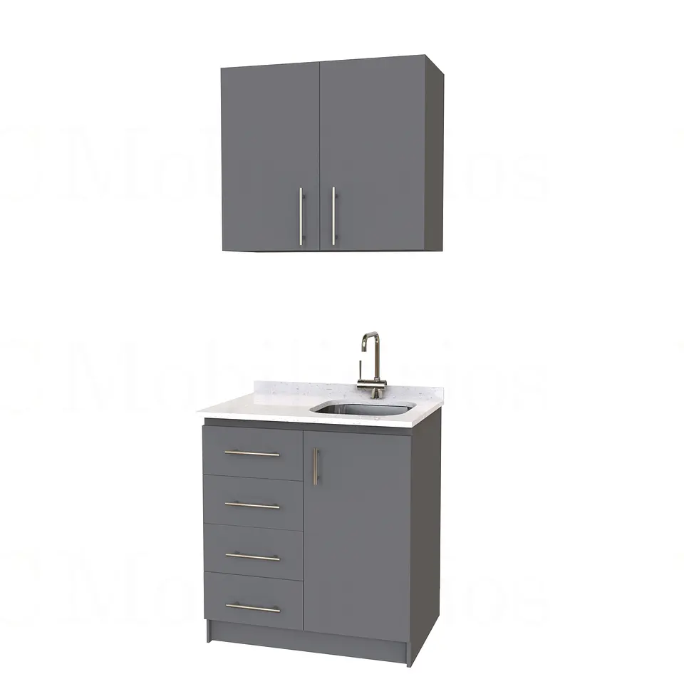 Kit de mueble lavaplatos + Mueble Mural de 80 cm / KT1-834 / cuarzo / carbon 1